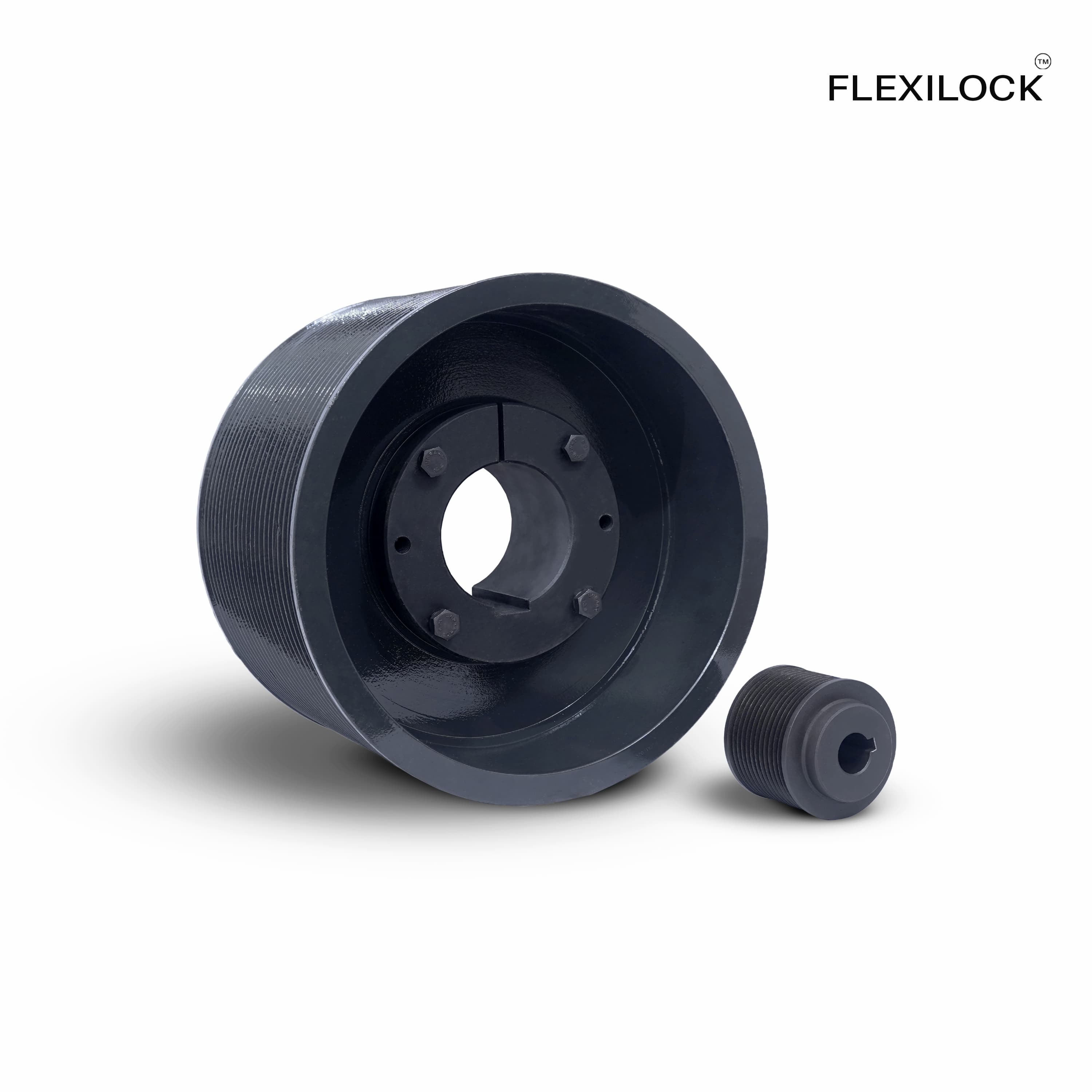 Flexilock Poly-V-Pulleys with taper bush straight bore